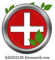 Red Cross Green Leaves Red Cross Green Leaves