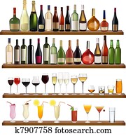 Set of different drinks and bottles Set of different drinks and bottles