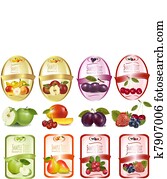 Set of labels with fruit Set of labels with fruit