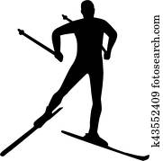 silueta, país cruz esquia