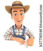 3d, חקלאי, להצביע ל, ריק, קיר