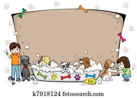 animais estimação, aparência, salão, bandeira