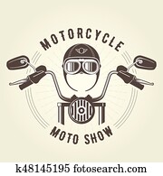 Chopper moto handlebar and vintage motorcycle helmet Chopper moto handlebar and vintage motorcycle helmet