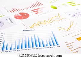 colorful graphs, charts, marketing research and business annual