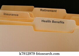 empregado, benefícios, pastas, seguro saúde, etc