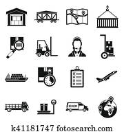 Logistic icons set, simple style