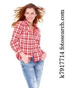 Lovely young woman in casual clothing