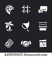 vector, conjunto, de, pájaro, market.