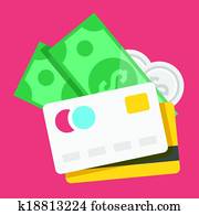 Vector Credit Cards and Money Icon