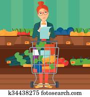 Woman with shopping list.