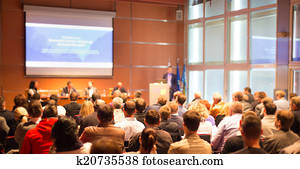 audiência, em, a, conferência, hall.