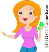 Girl Holding Money