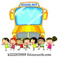gyerekek, és, iskolabusz