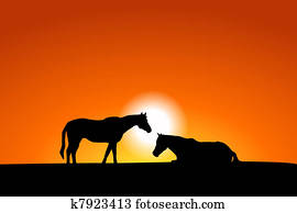 Horses at Sunset Horses at Sunset