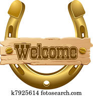 horseshoe and wooden plate horseshoe and wooden plate