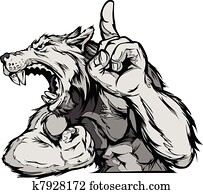 lobo, mascote, corporal, vetorial, caricatura