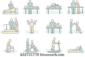 Massage therapy spa physiotherapy vector line medical icons. Therapeutic symbols Massage therapy spa physiotherapy vector line medical icons. Therapeutic symbols