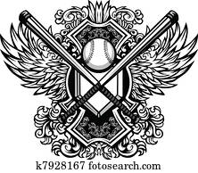 בייסבול, כדור רך, עטלפים, מקושט, גרף