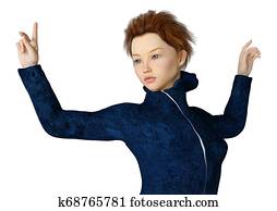 3D Rendering Teenager Girl Dancing on White 3D Rendering Teenager Girl Dancing on White