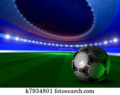 background with soccer ball on futuristic stadium background with soccer ball on futuristic stadium