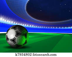 background with soccer ball on futuristic stadium background with soccer ball on futuristic stadium