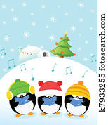caroler, pingüins