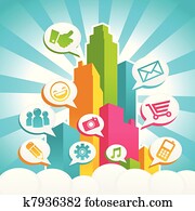 Colorful Social Media City Colorful Social Media City