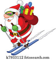 esquiando, santa