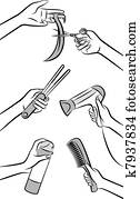 Hairdresser hands for beauty salon. Hairdresser hands for beauty salon.