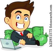 Rich Businessman Lie Around Cash Rich Businessman Lie Around Cash