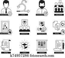 Scrum icon. Agility development methodology business processes iterative daily work master time management vector icon Scrum icon. Agility development methodology business processes iterative daily work master time management vector icon