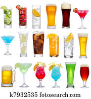 Set of different drinks, cocktails and beer Set of different drinks, cocktails and beer