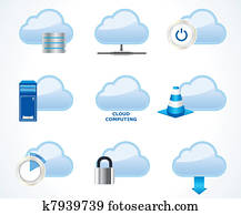 Vector cloud computing icon set Vector cloud computing icon set