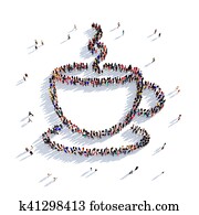 コーヒーのカップ, お茶のカップ, 人々, ３ｄ