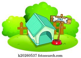 A, hundehütte, an, dass, hinterhof Clip Art | k20260408 | Fotosearch