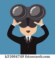 Businessman with binoculars. Businessman with binoculars.