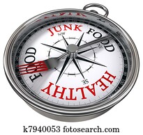 healthy versus junk food concept compass healthy versus junk food concept compass