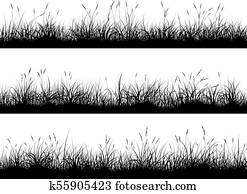 Horizontal banners of meadow silhouettes with high grass. Horizontal banners of meadow silhouettes with high grass.
