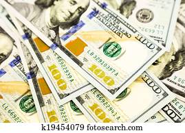 new edition 100 dollar banknotes, money and currency for property and wealth concept