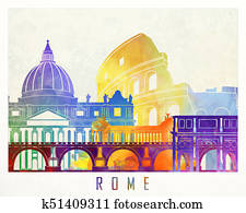 Paris landmarks watercolor poster Paris landmarks watercolor poster