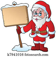 santa claus, vasthouden, wooden board