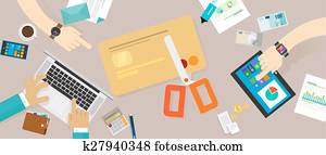 skære, kontokort, lån, gæld, personlig, familie, finans