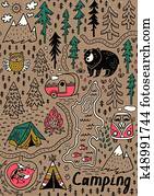 sommerlager, und, nationalpark, seamless, muster sommerlager, und, nationalpark, seamless, muster