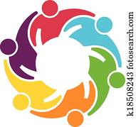 trabajo en equipo, gear., vector, grupo