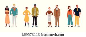 verticaal, van, multiracial, anders, mensen., stellen, vrienden, zakelijk, collega's.