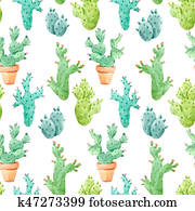 Watercolor cactus pattern Watercolor cactus pattern
