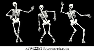 לבן, לרקוד, שלדים, ב, black.