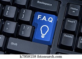 Blue button computer keyboard F.A.Q. internet concept. Blue button computer keyboard F.A.Q. internet concept.
