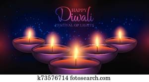 diwali, מנורות, דגל, עצב