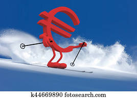 euror sign with arms and legs that is skiing euror sign with arms and legs that is skiing